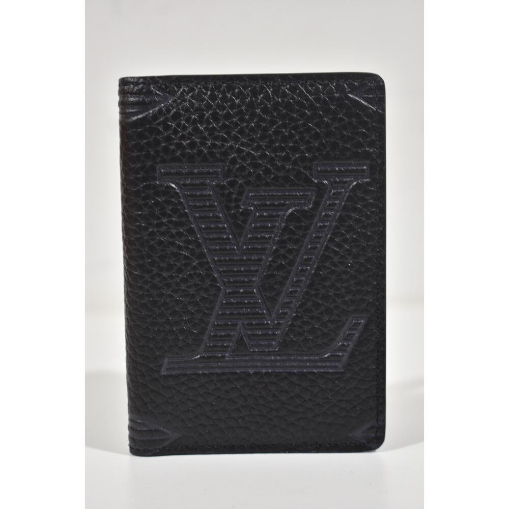 Louis Vuitton Taurillon Shadow Black Leather Monogram Pocket Organizer Wallet - Picture 2 of 9